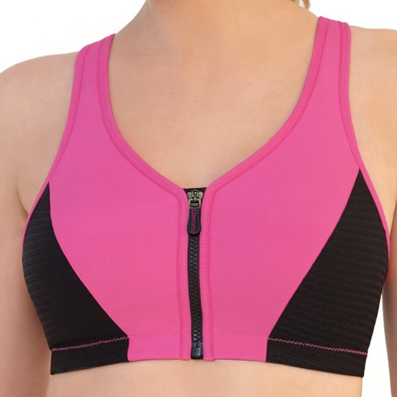 Set of 3! 38B Glamorise SPORT Bra (HIGH-IMPACT) Pink (RACERBACK) T-Back Zip NEW - Picture 4 of 16